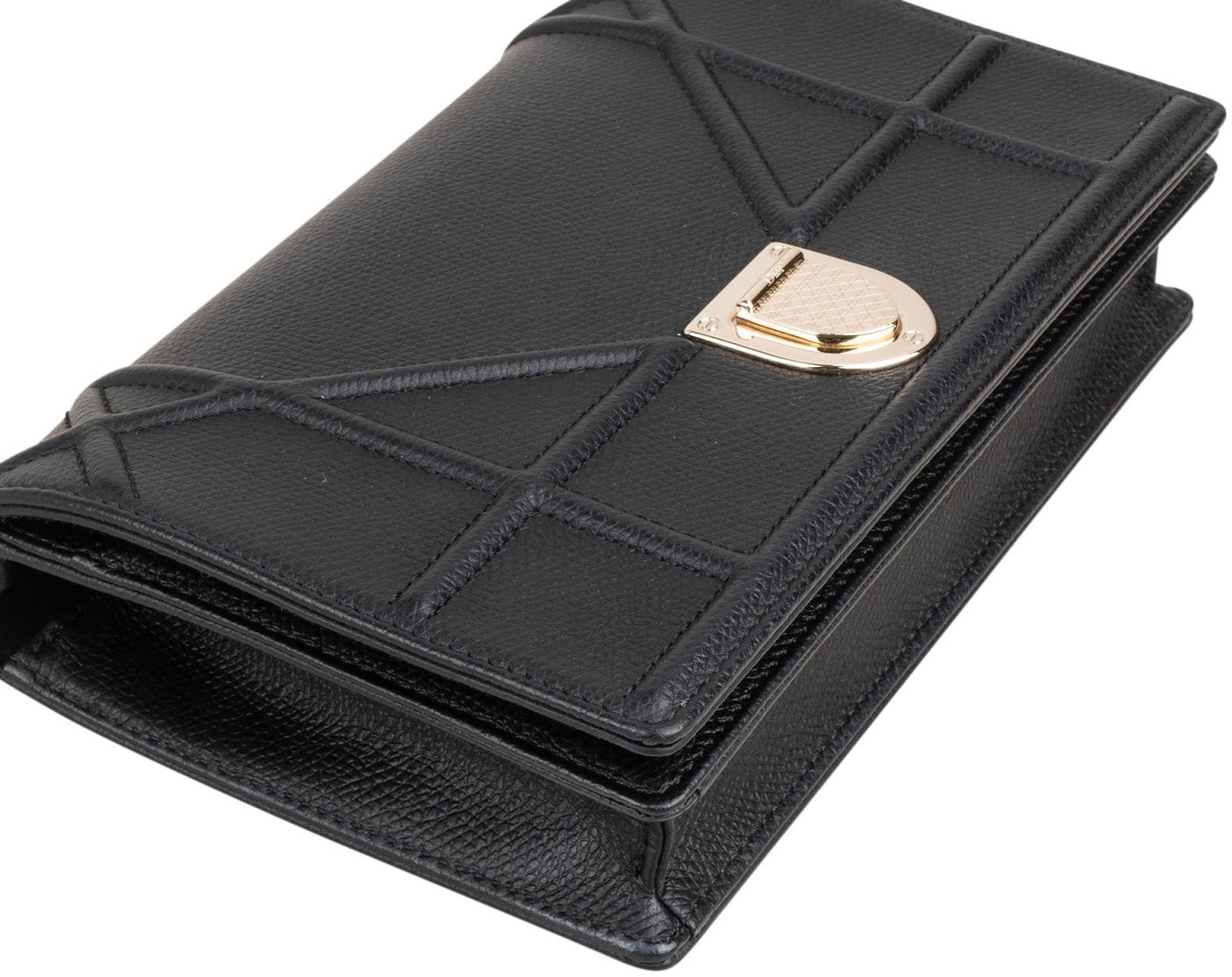 Christian Dior Grained Calfskin Diorama Wallet On Chain Crossbody Bag