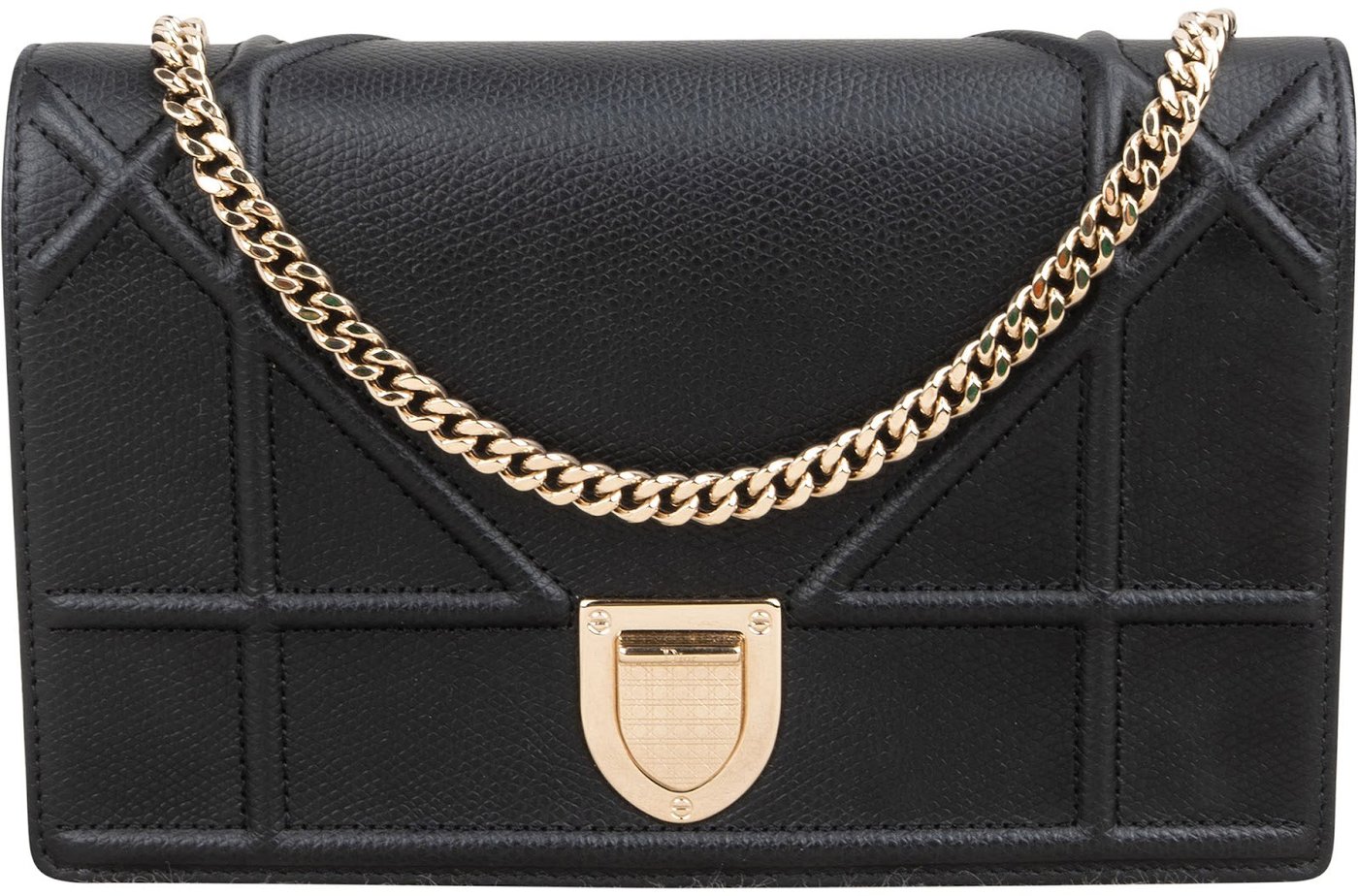 Christian Dior Grained Calfskin Diorama Wallet On Chain Crossbody Bag