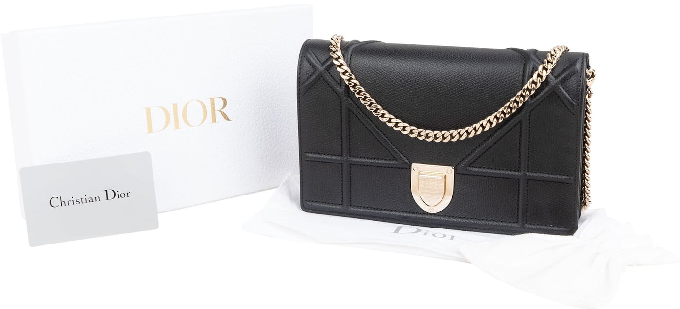 Christian Dior Grained Calfskin Diorama Wallet On Chain Crossbody Bag