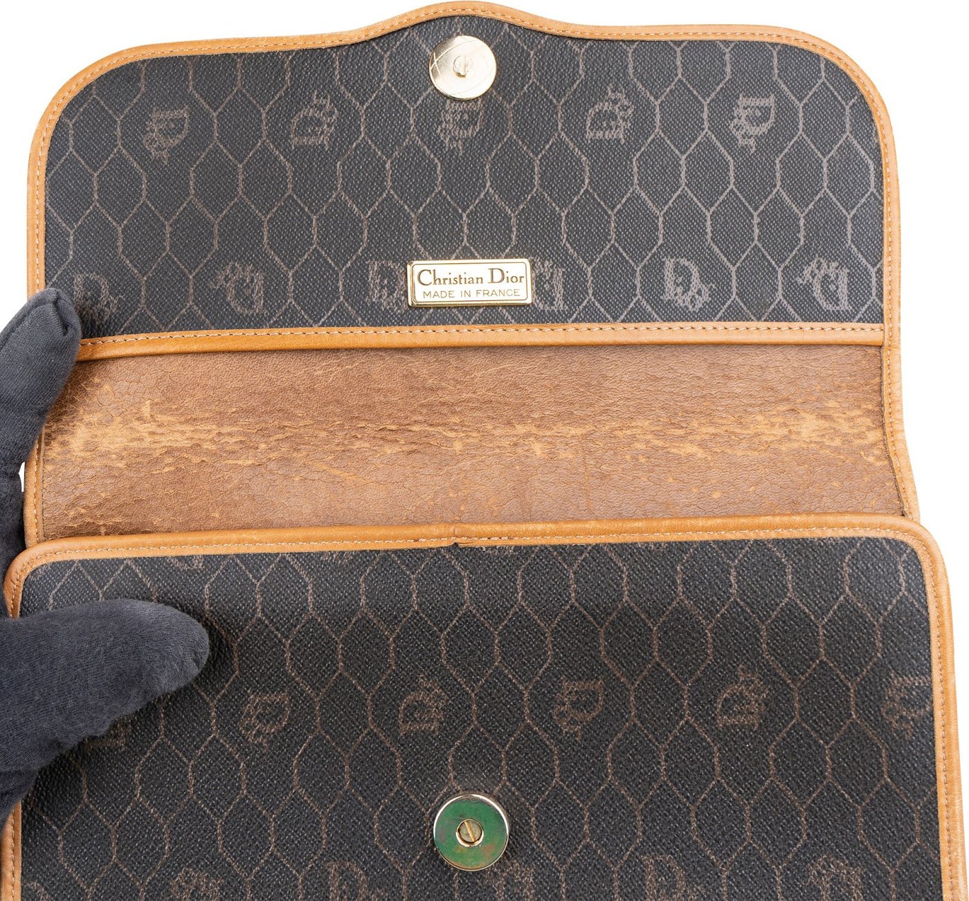 Christian Dior Honeycomb Canvas Chain Flap Crossbody Bag