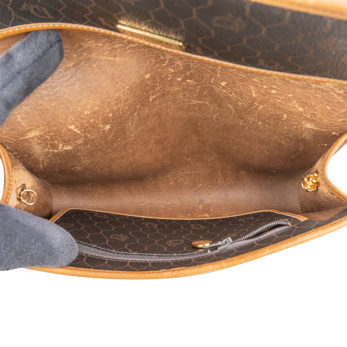Christian Dior Honeycomb Canvas Chain Flap Crossbody Bag