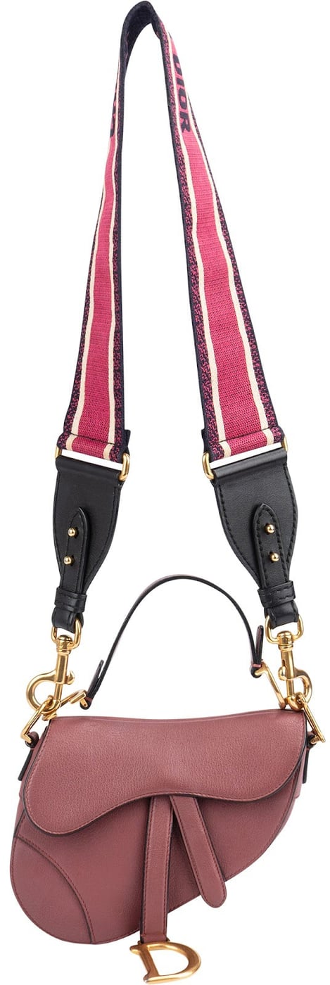 Christian Dior Pink Grained Calfskin Small Saddle Handbag