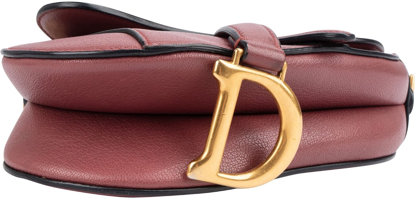 Christian Dior Pink Grained Calfskin Small Saddle Handbag
