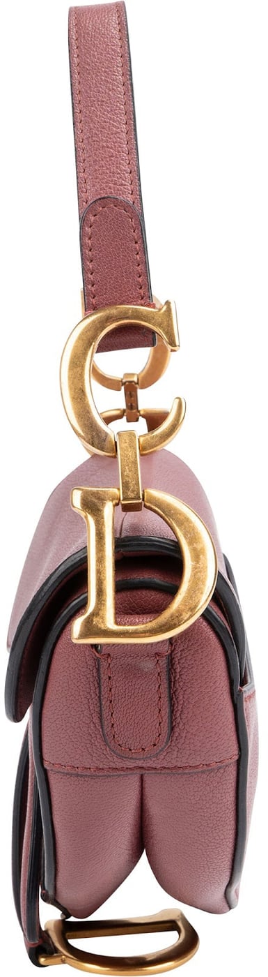 Christian Dior Pink Grained Calfskin Small Saddle Handbag