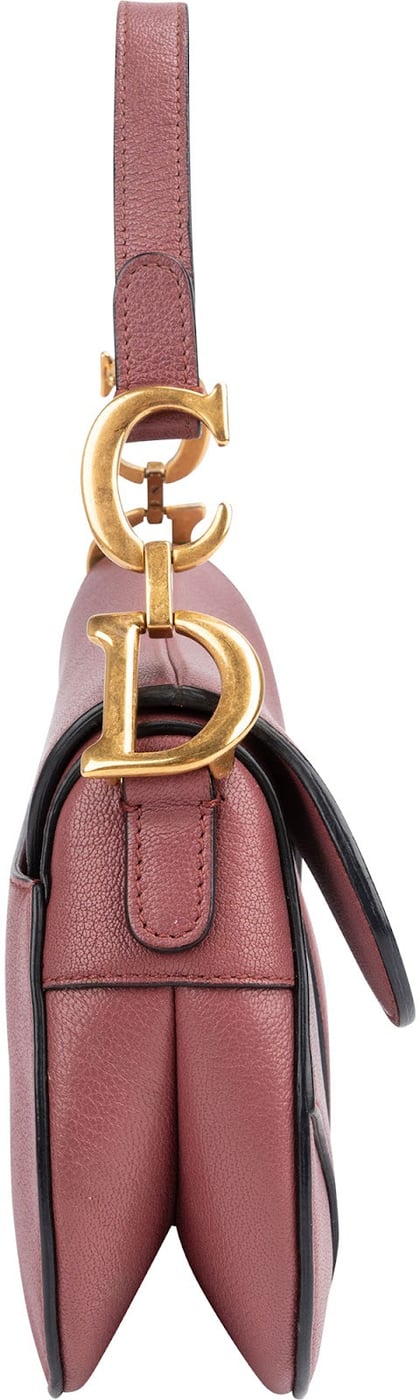 Christian Dior Pink Grained Calfskin Small Saddle Handbag