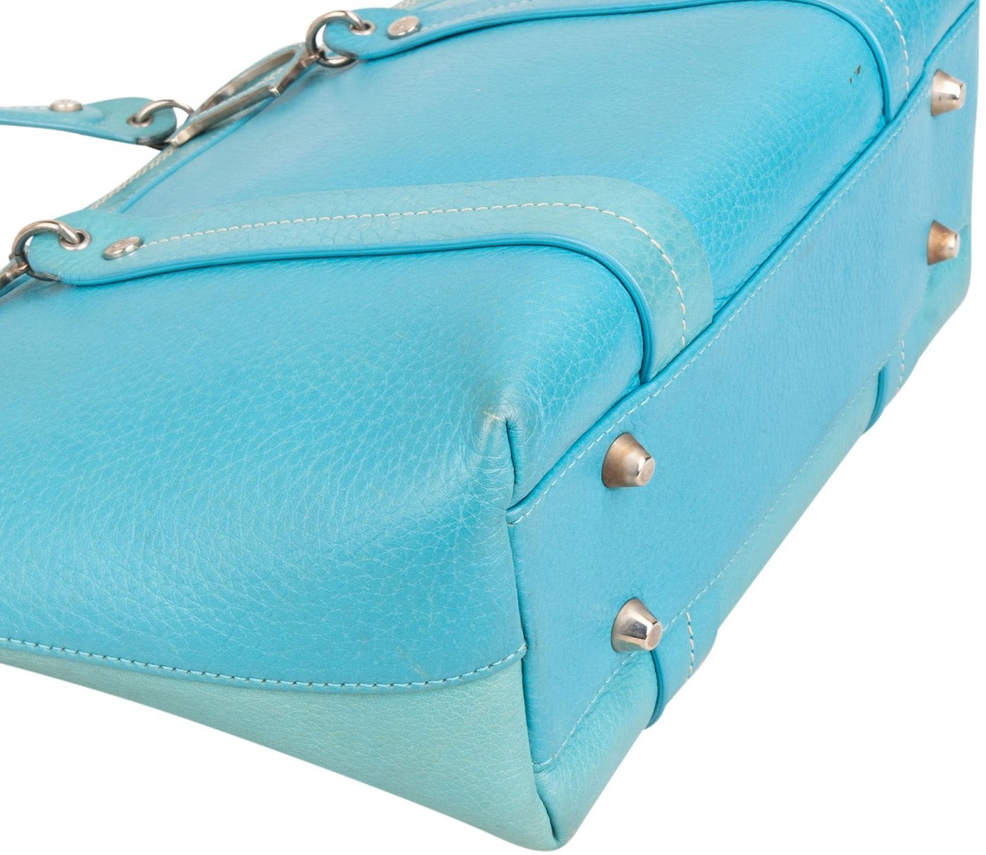 Christian Dior Blue Pebbled Calfskin Diorissimo Addict Handbag