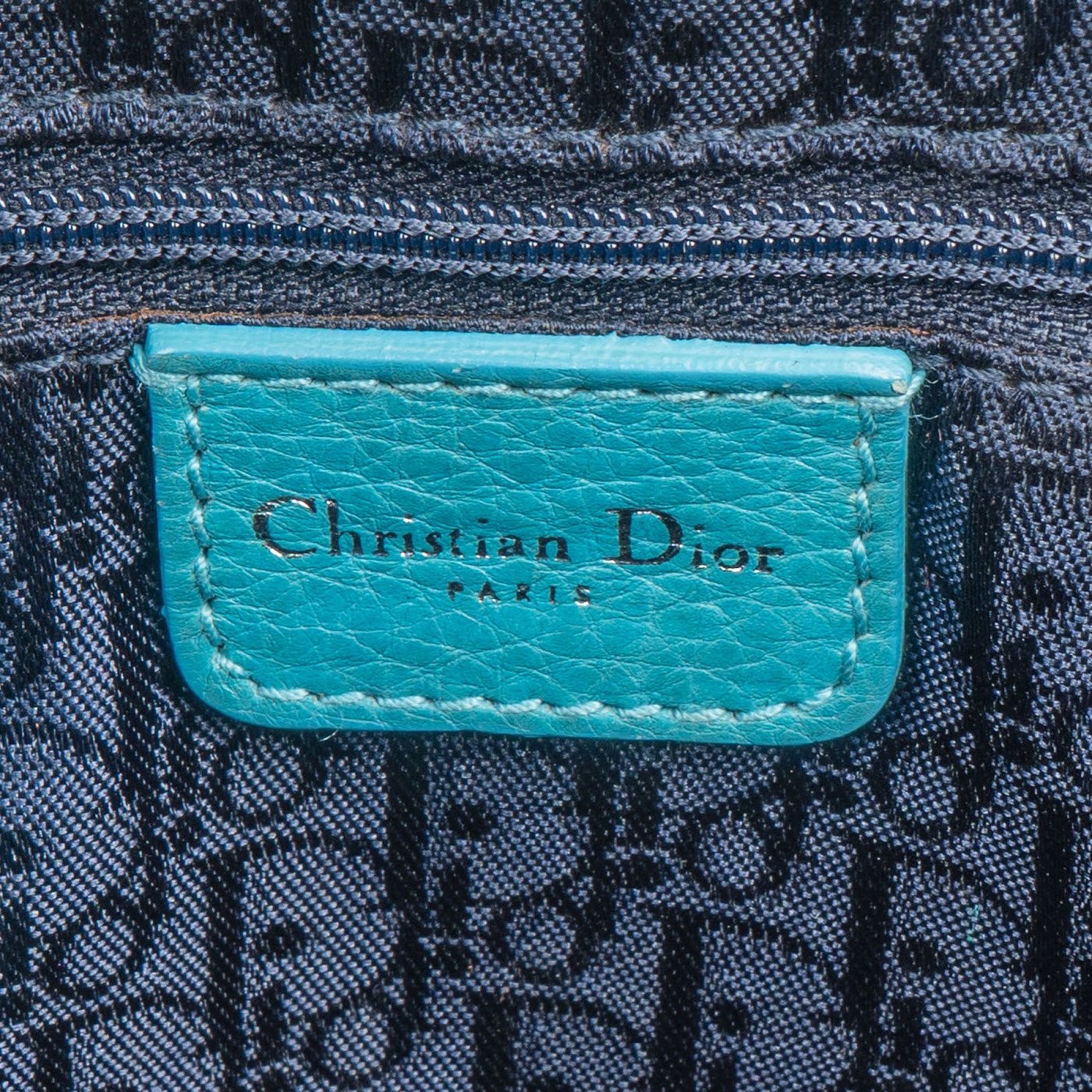 Christian Dior Blue Pebbled Calfskin Diorissimo Addict Handbag