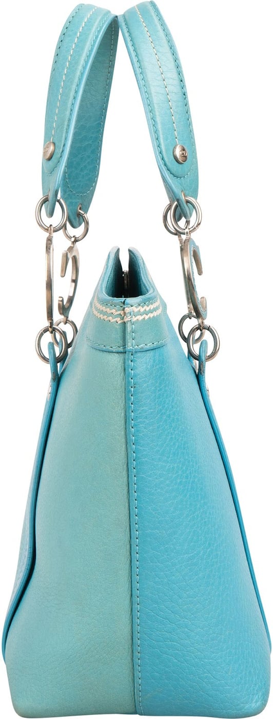 Christian Dior Blue Pebbled Calfskin Diorissimo Addict Handbag