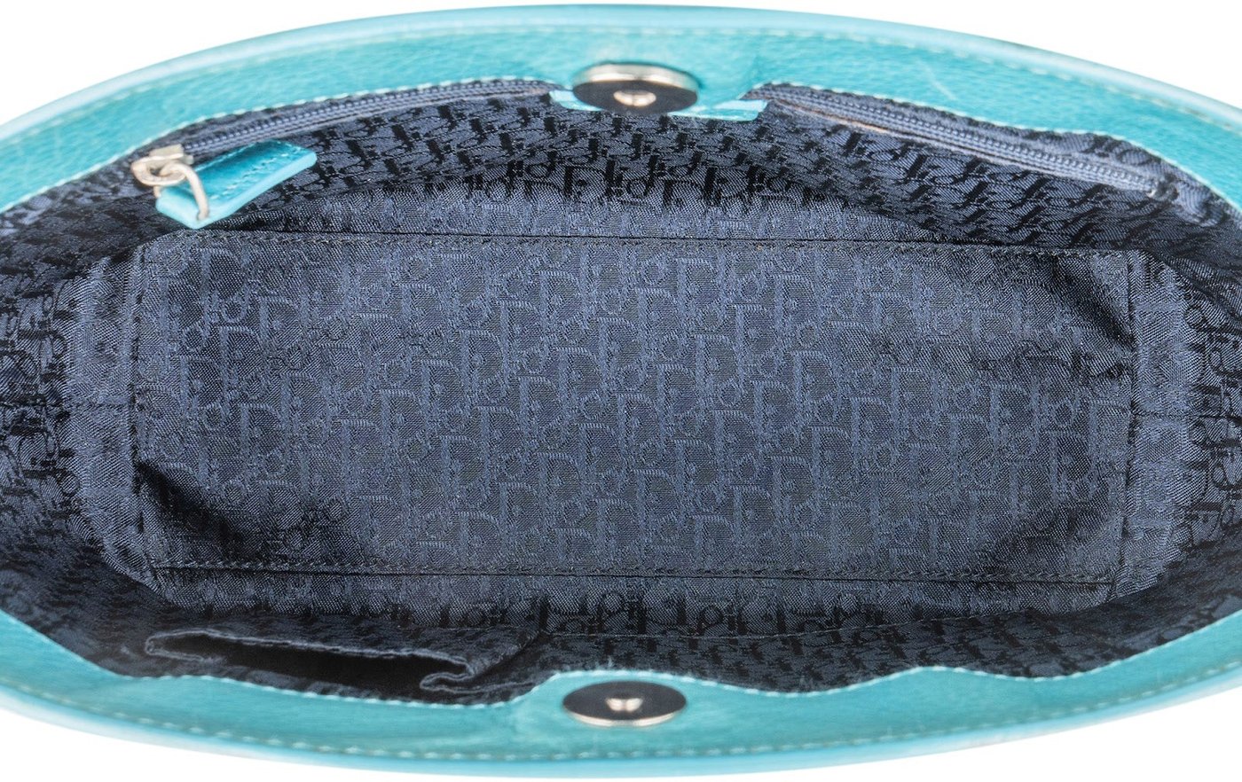 Christian Dior Blue Pebbled Calfskin Diorissimo Addict Handbag