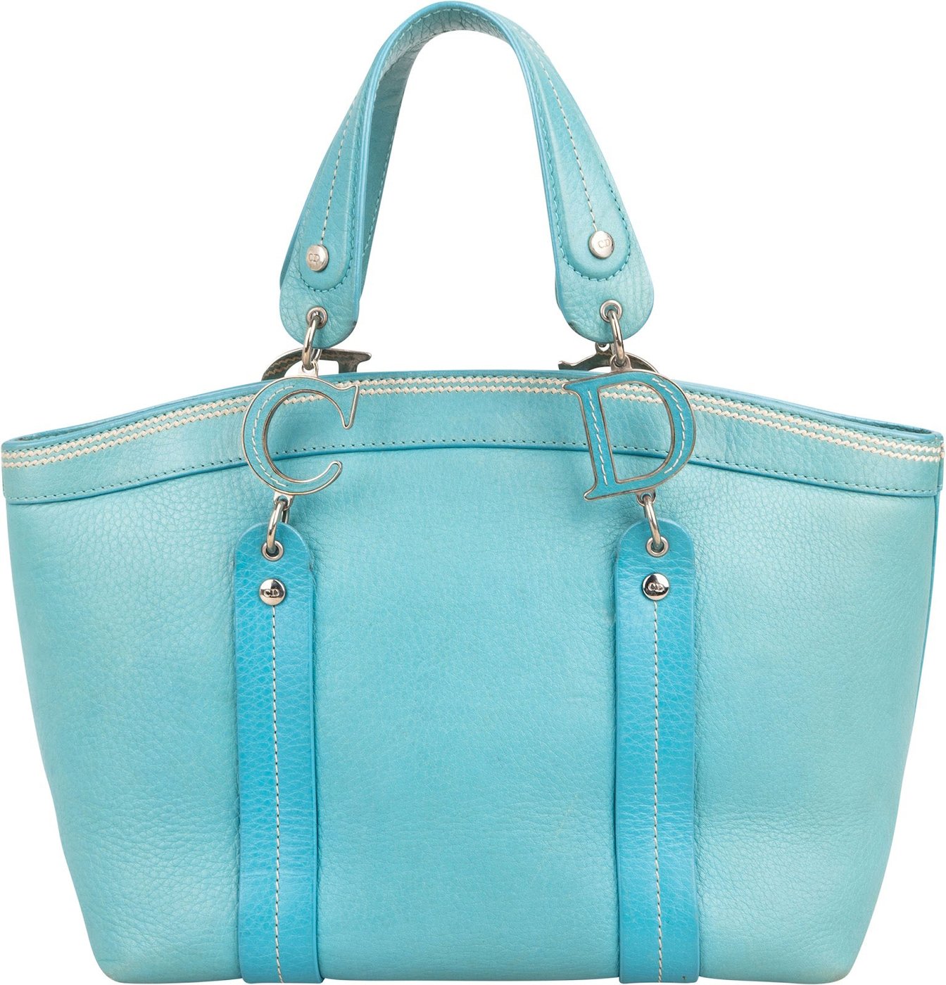 Christian Dior Blue Pebbled Calfskin Diorissimo Addict Handbag
