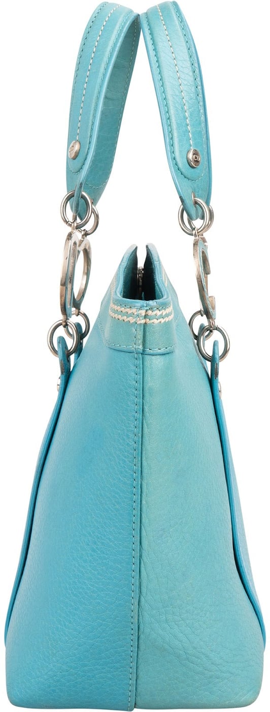 Christian Dior Blue Pebbled Calfskin Diorissimo Addict Handbag