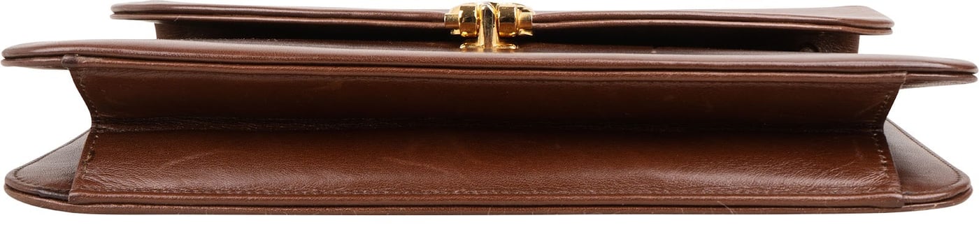 Christian Dior Brown Leather Vintage Flap Small Shoulder Bag