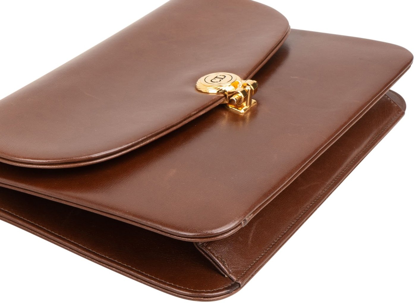 Christian Dior Brown Leather Vintage Flap Small Shoulder Bag