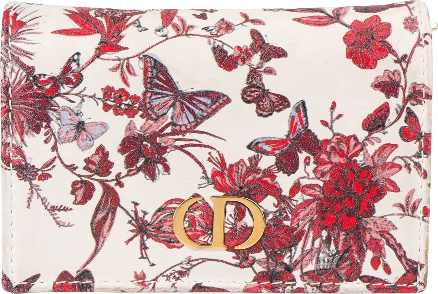 Christian Dior Monogram Floral Saddle Flap Mini Wallet