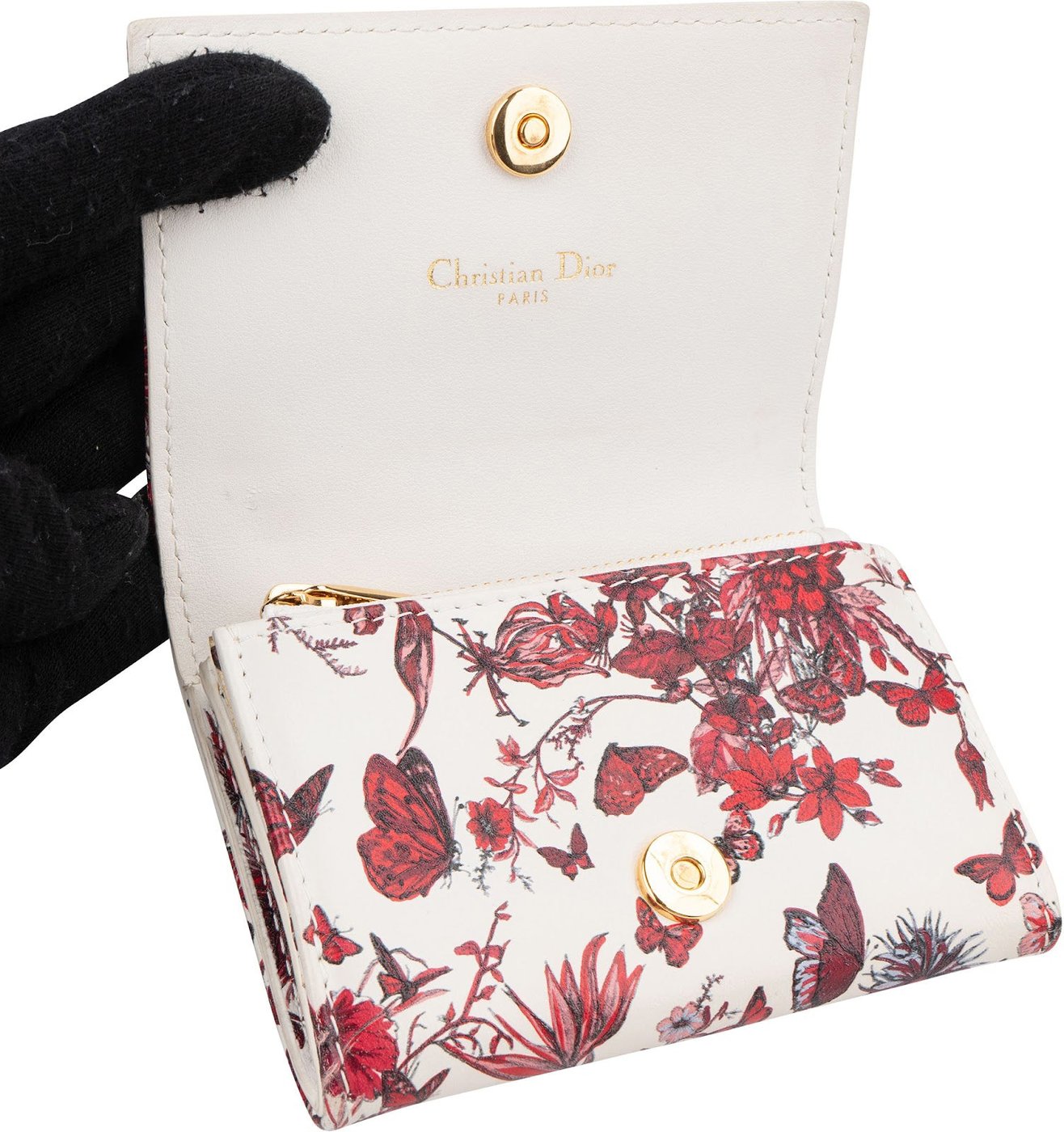 Christian Dior Monogram Floral Saddle Flap Mini Wallet