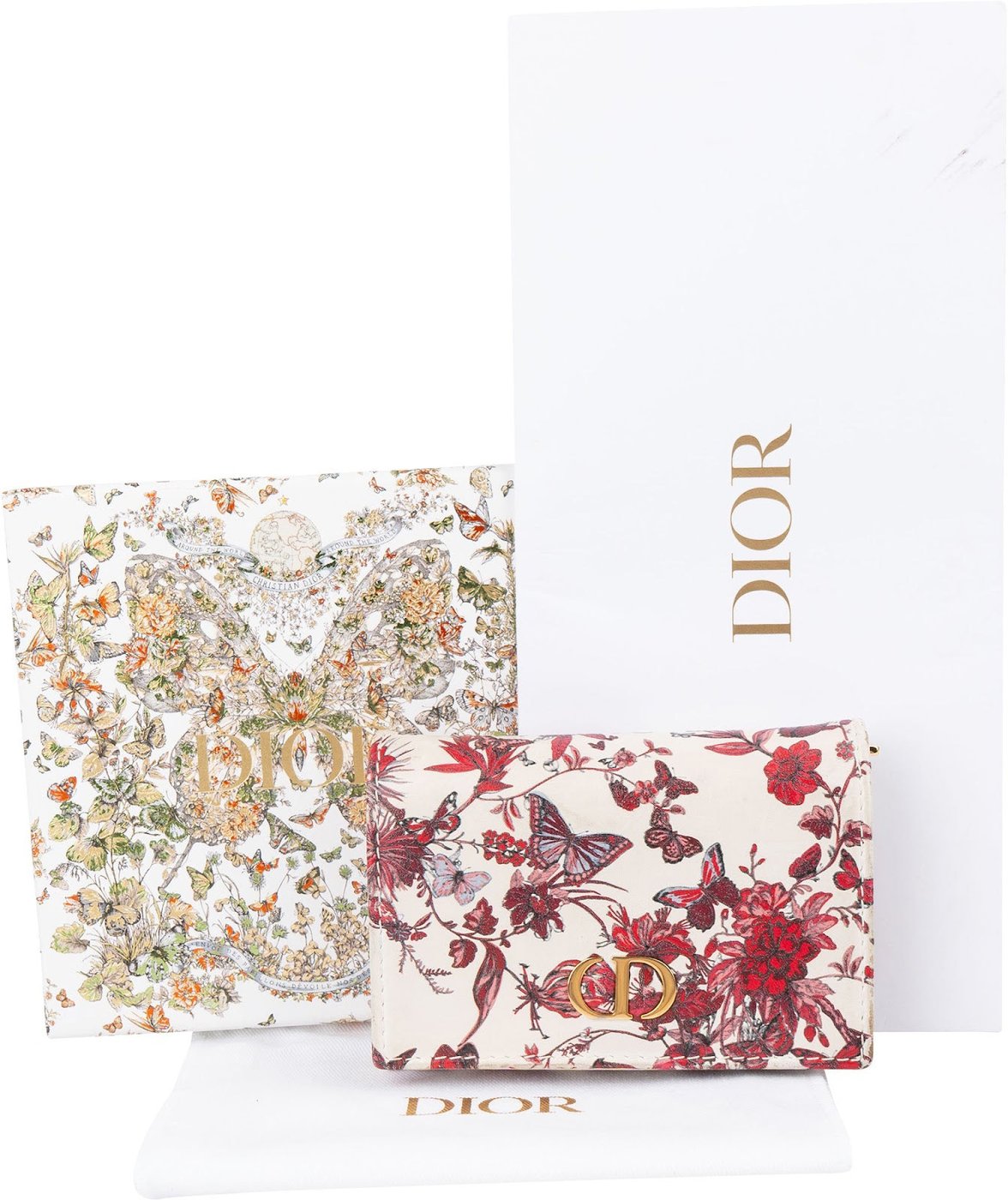 Christian Dior Monogram Floral Saddle Flap Mini Wallet