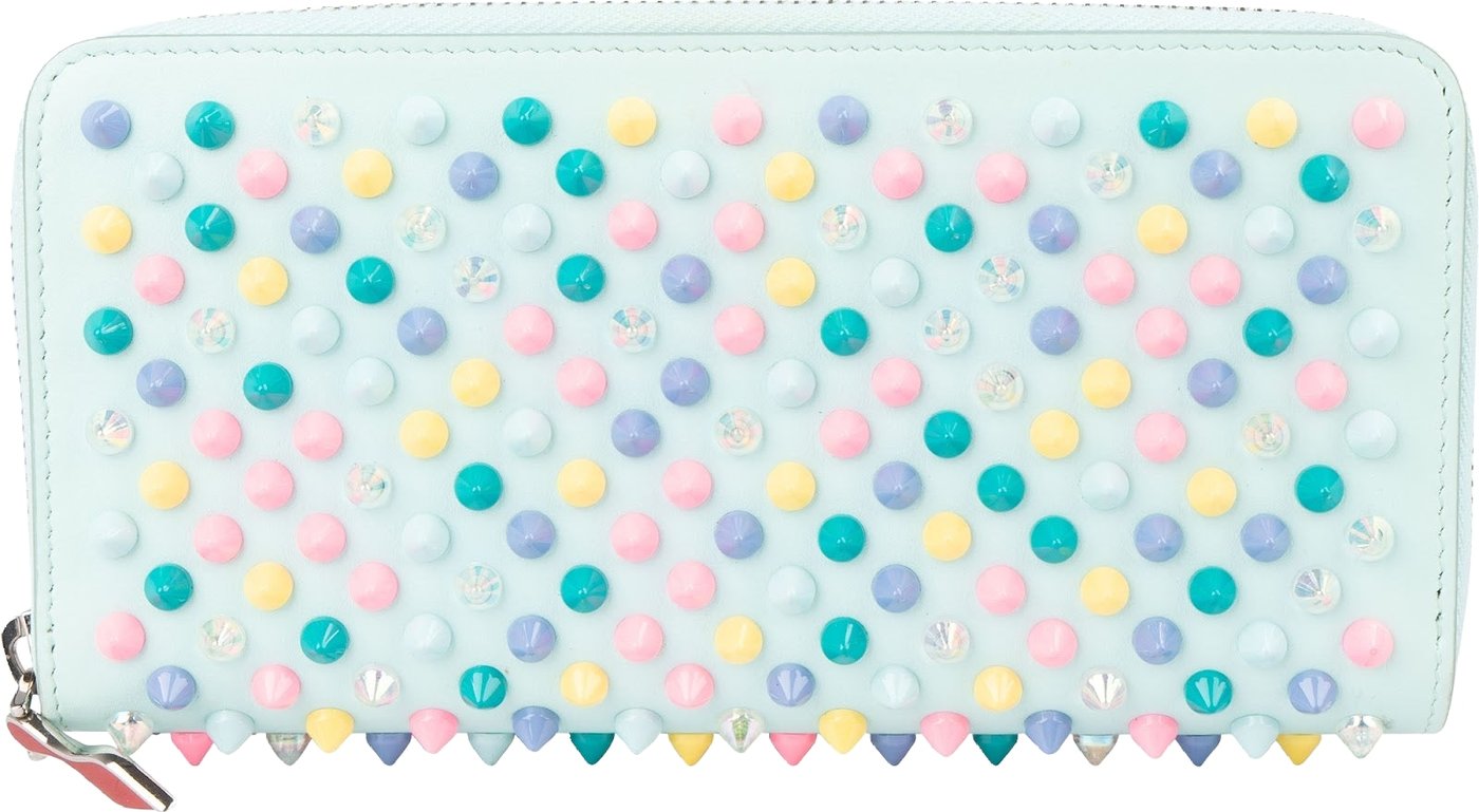 Christian Louboutin Blue Leather Multicolor Panettone Studded Wallet