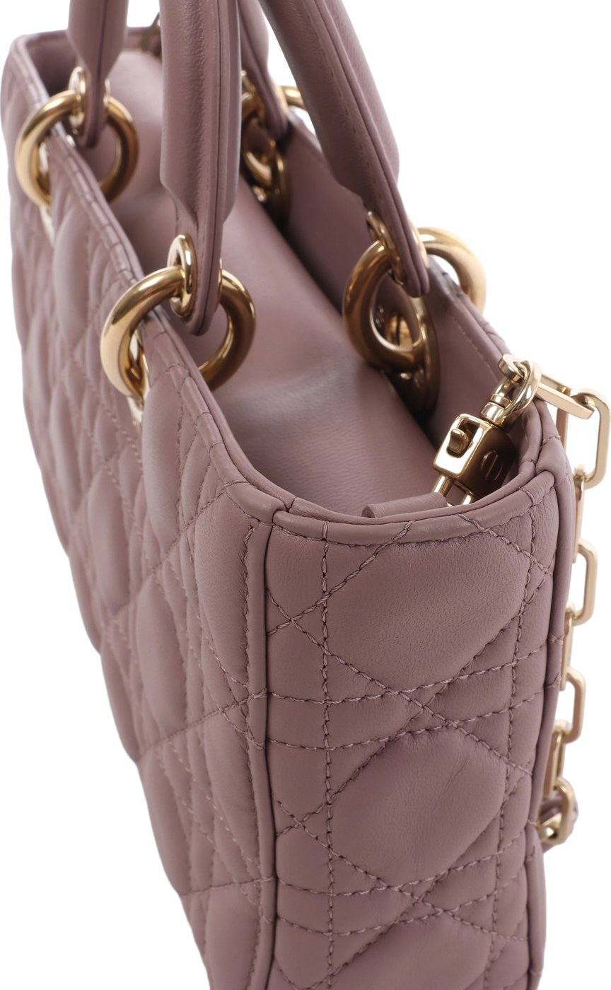 Dior Lady D-Joy Leather 2Way Handbag in Pink