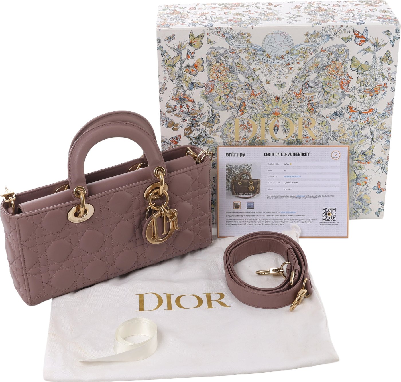 Dior Lady D-Joy Leather 2Way Handbag in Pink