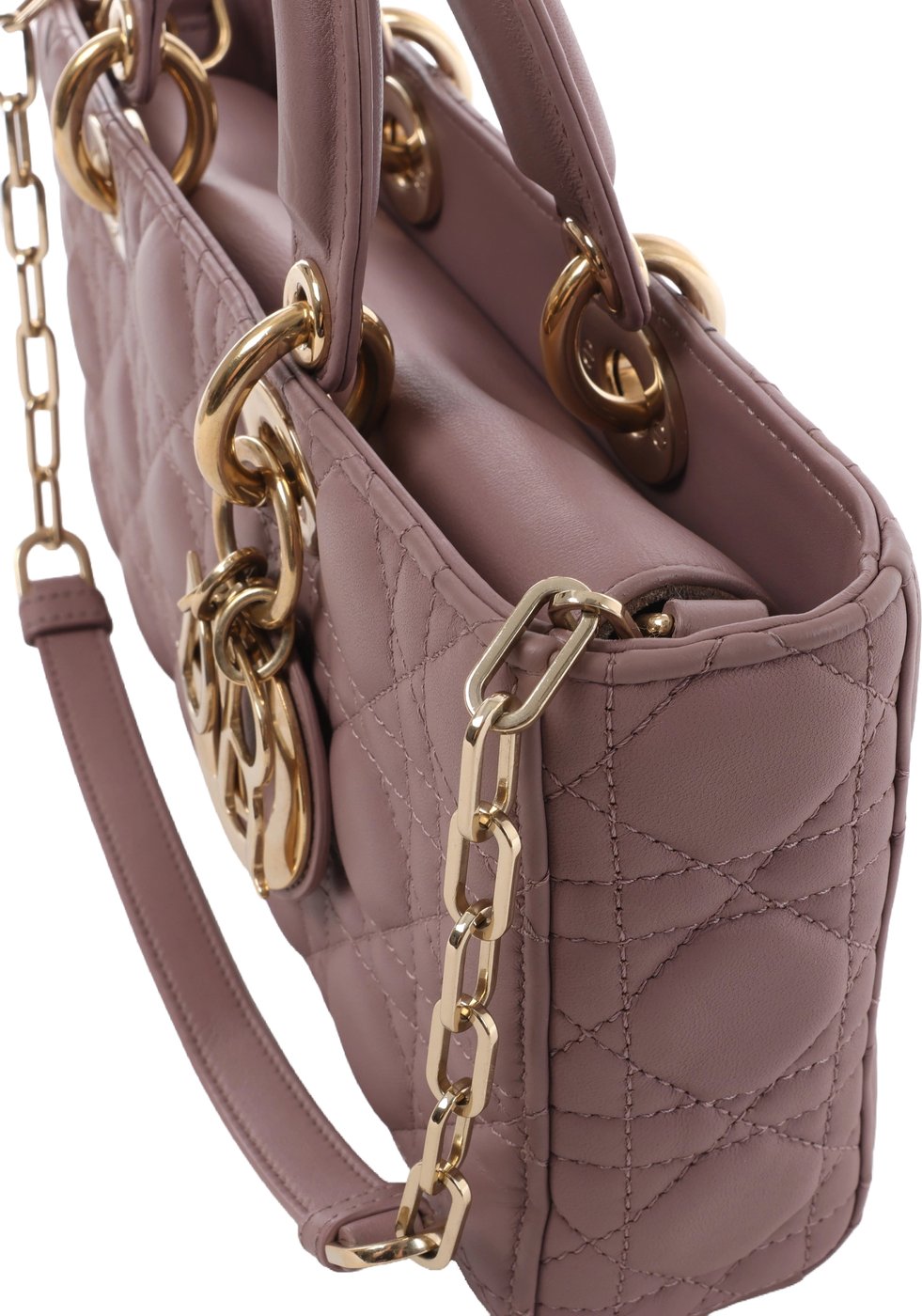 Dior Lady D-Joy Leather 2Way Handbag in Pink