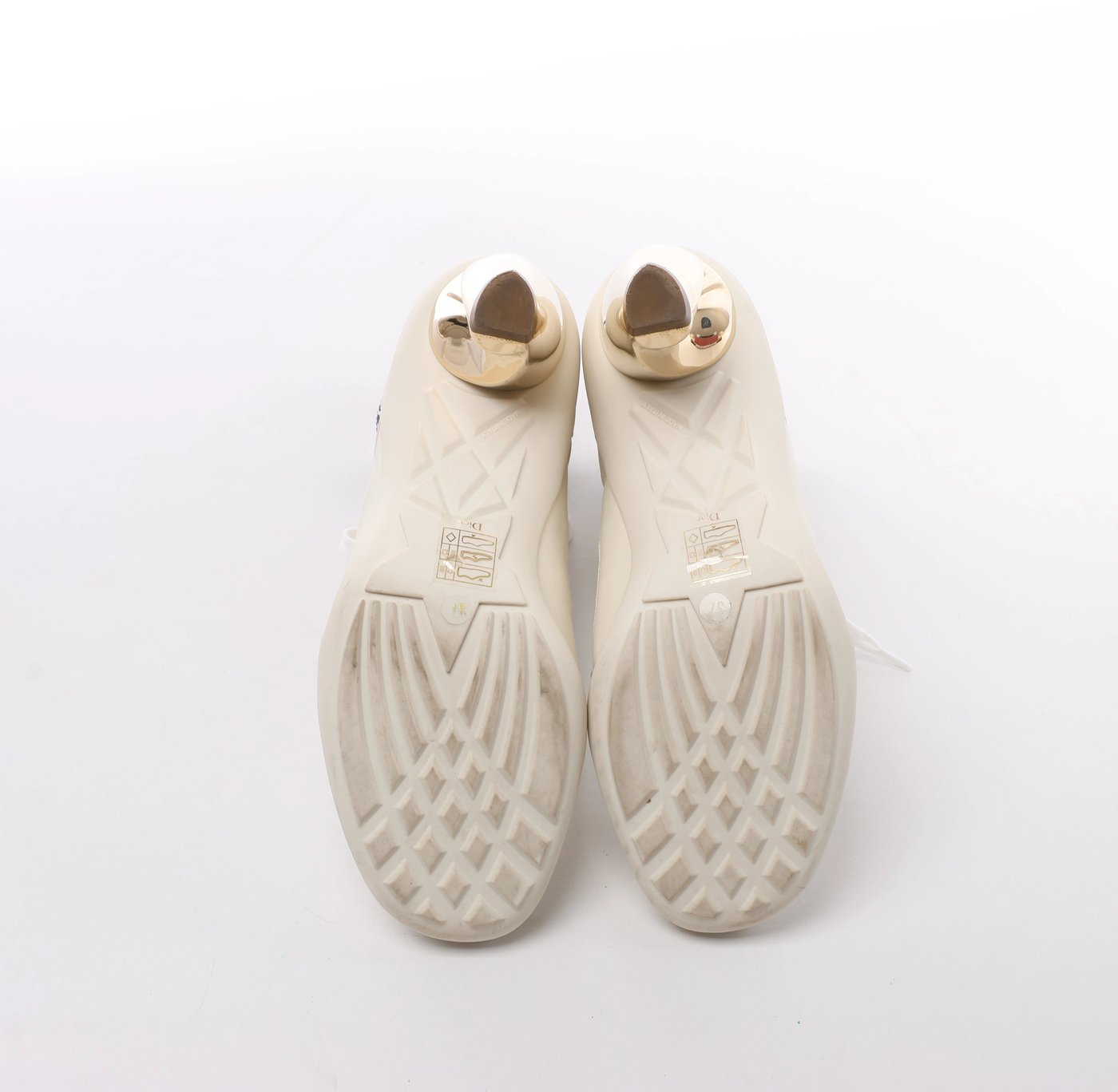 Christian Dior D-ZENITH Leather x Fabric Ankle Boots in Ivory, Size EU 37