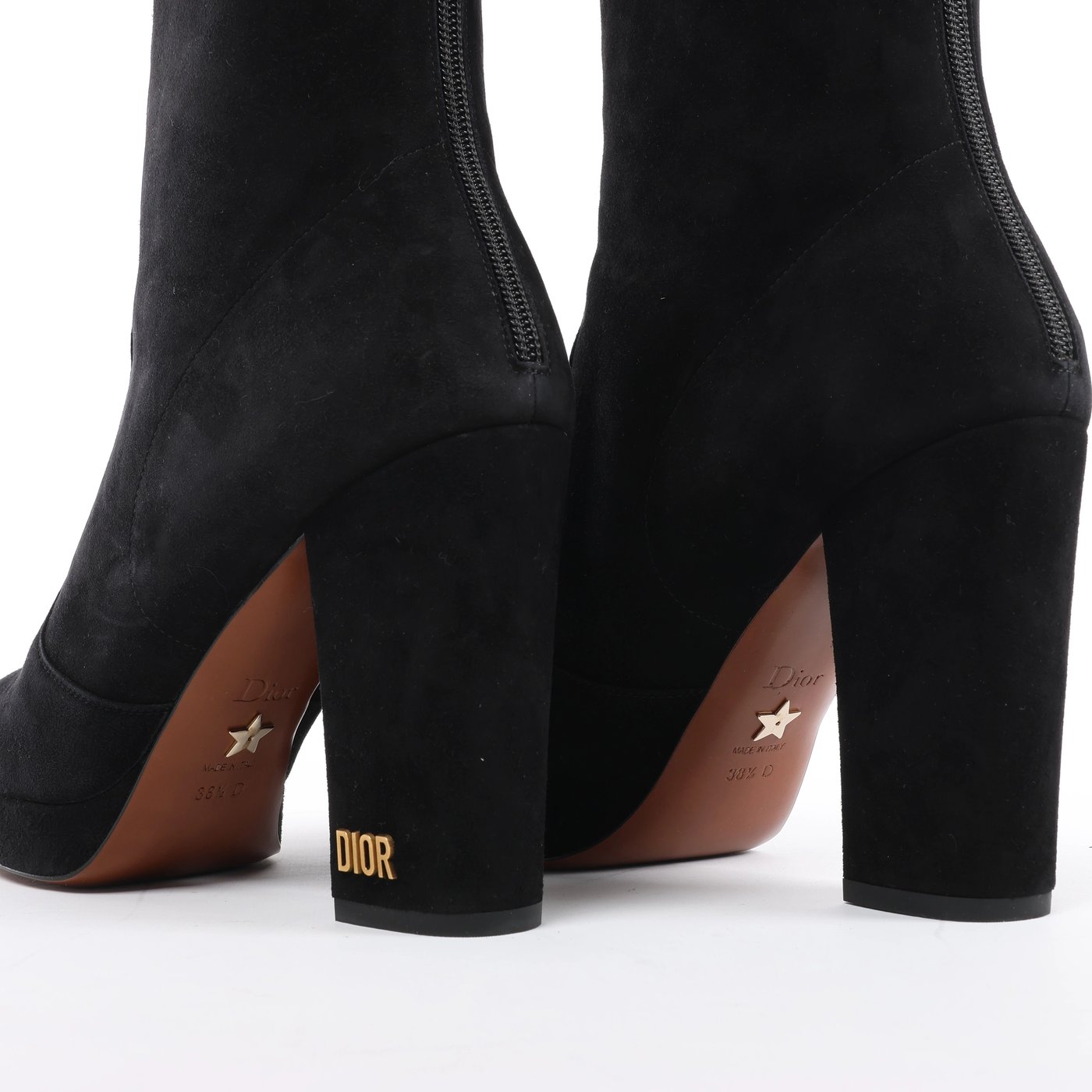 Christian Dior D-RISE Suede Boots 38 1/2 Ladies' Black MC0319