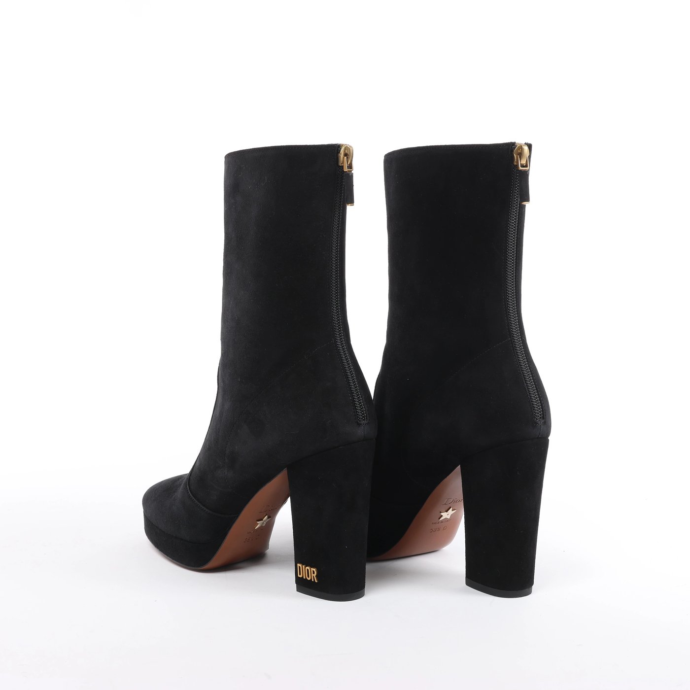 Christian Dior D-RISE Suede Boots 38 1/2 Ladies' Black MC0319