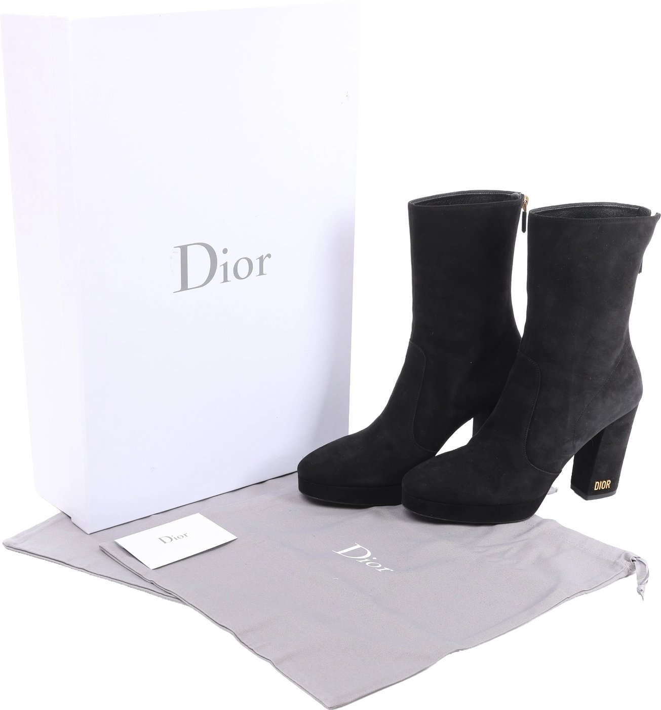 Christian Dior D-RISE Suede Boots 38 1/2 Ladies' Black MC0319