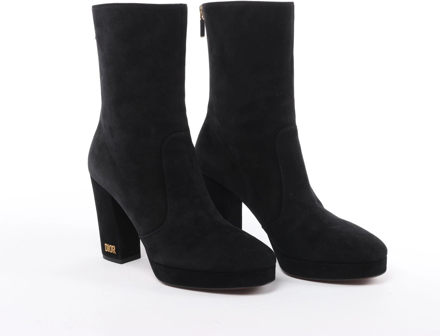 Christian Dior D-RISE Suede Boots 38 1/2 Ladies' Black MC0319