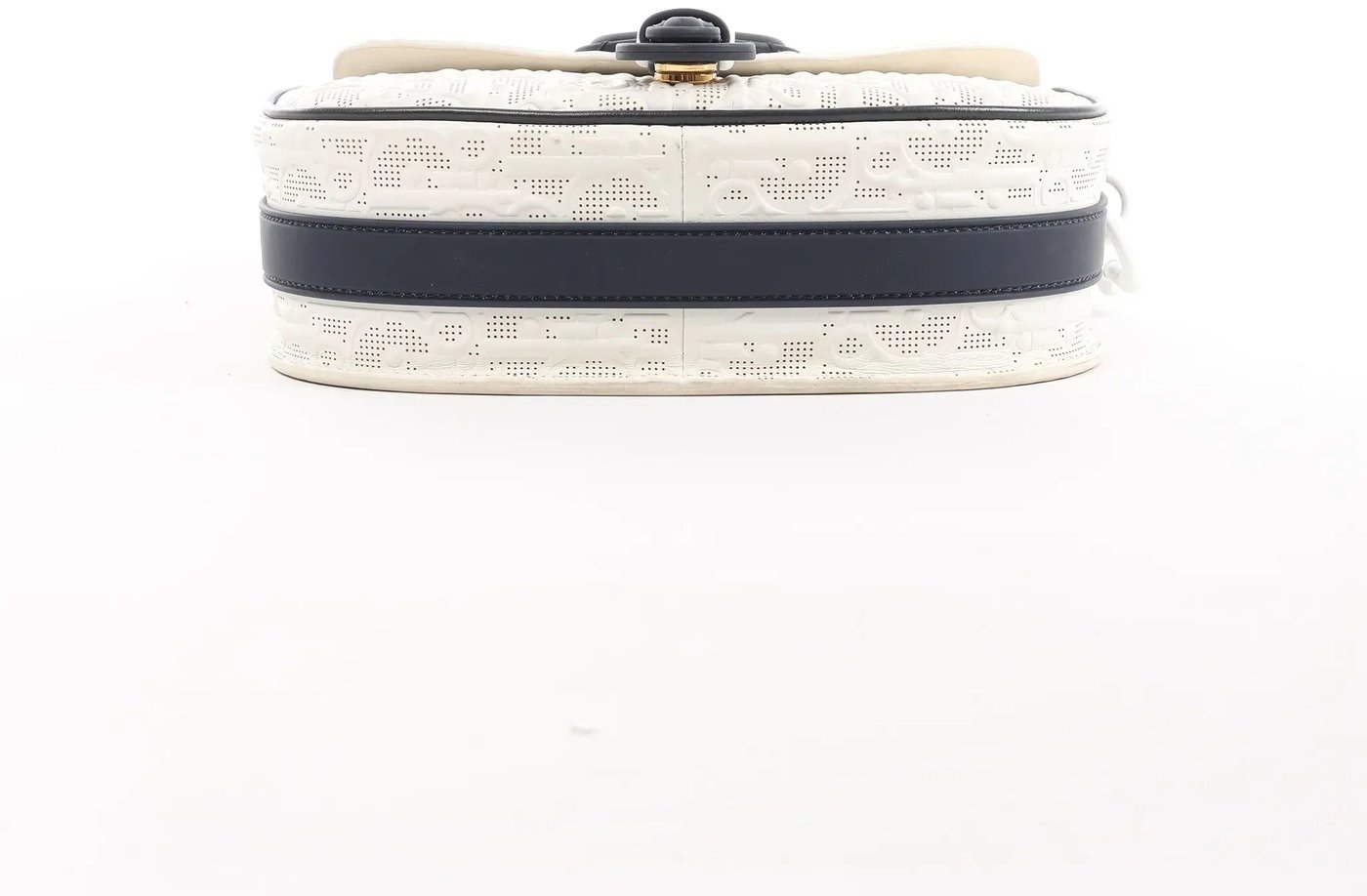 Dior Bobby Small Oblique Leather Crossbody Bag in White x Navy Blue