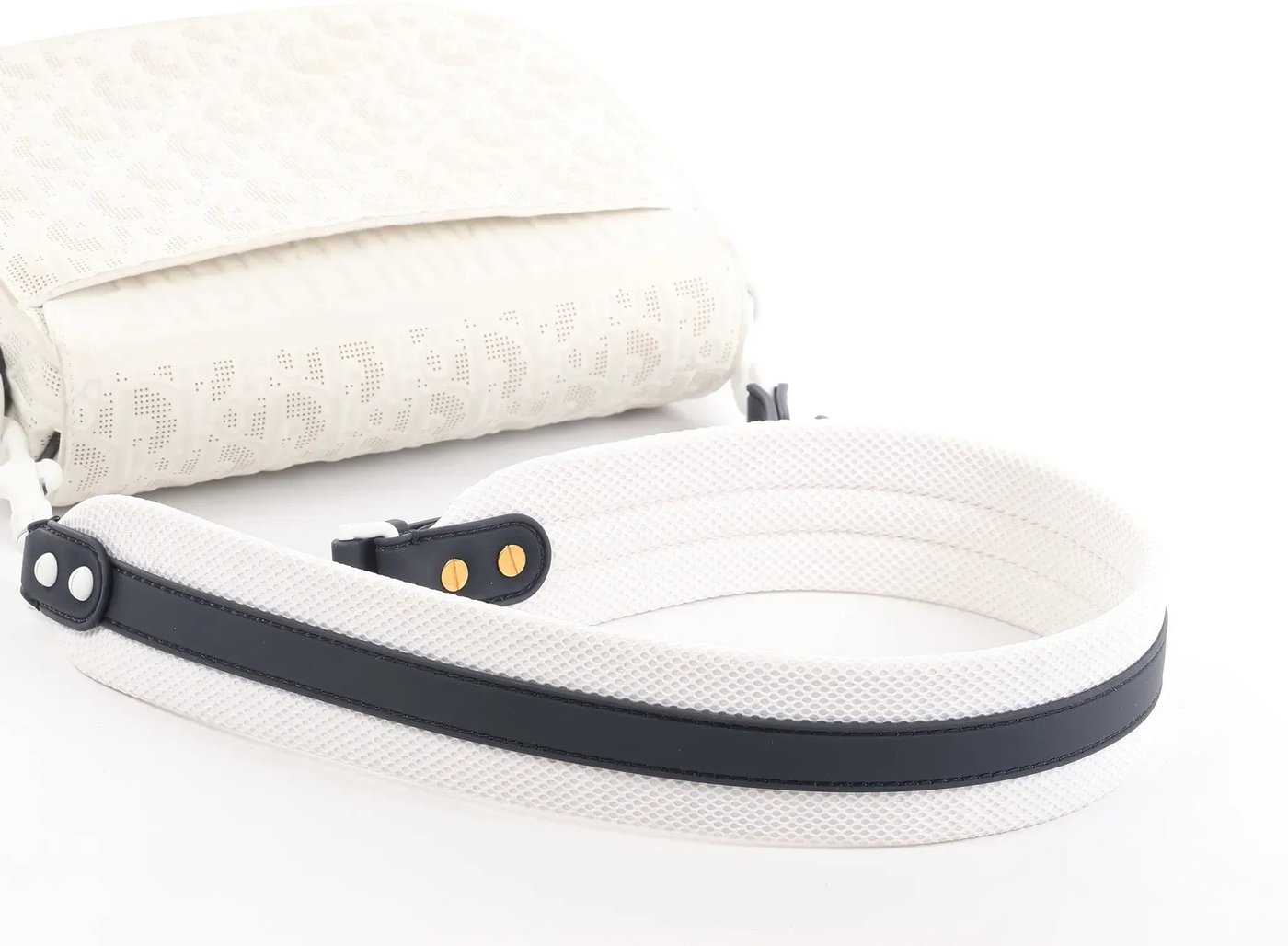 Dior Bobby Small Oblique Leather Crossbody Bag in White x Navy Blue