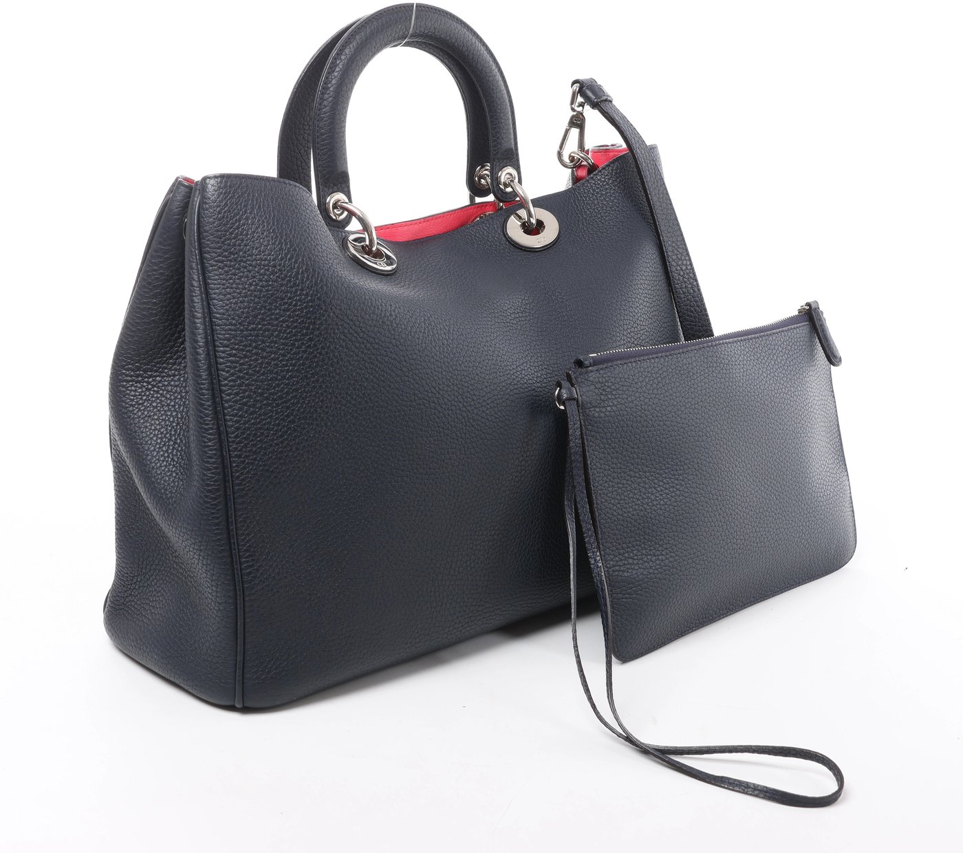 Christian Dior Diorissimo Leather 2Way Handbag in Navy Blue