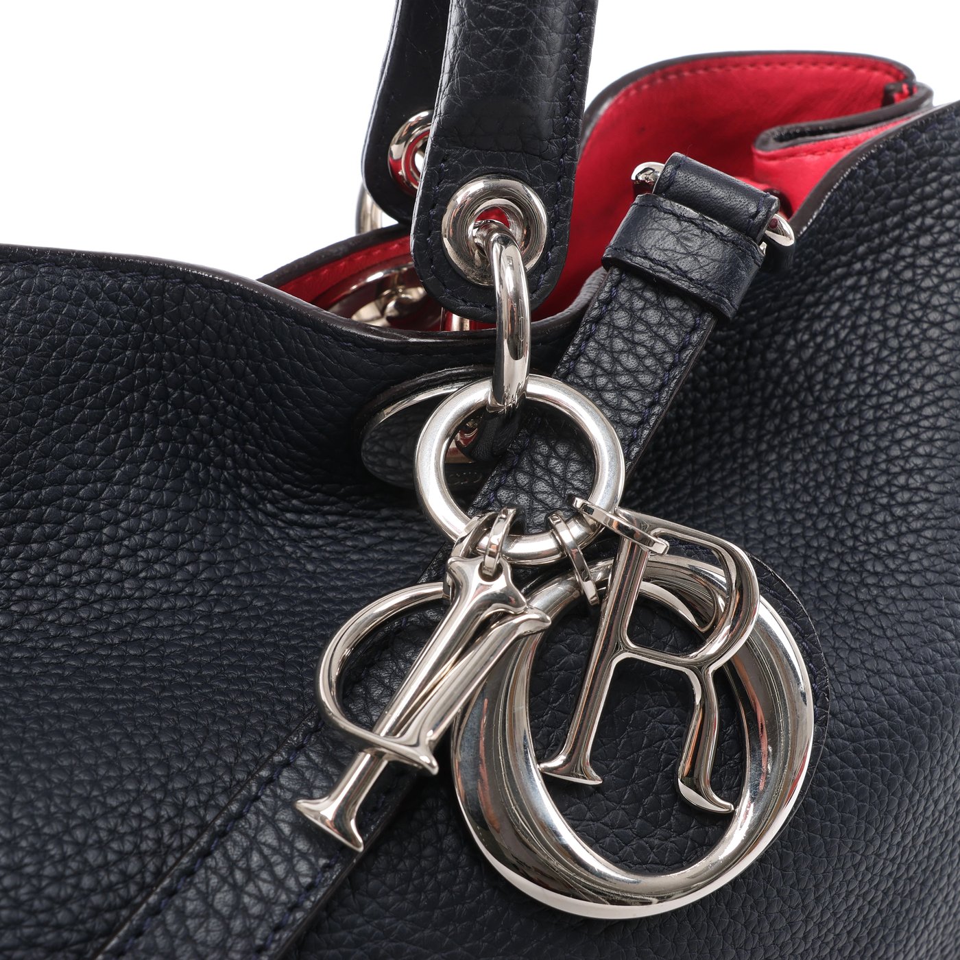 Christian Dior Diorissimo Leather 2Way Handbag in Navy Blue