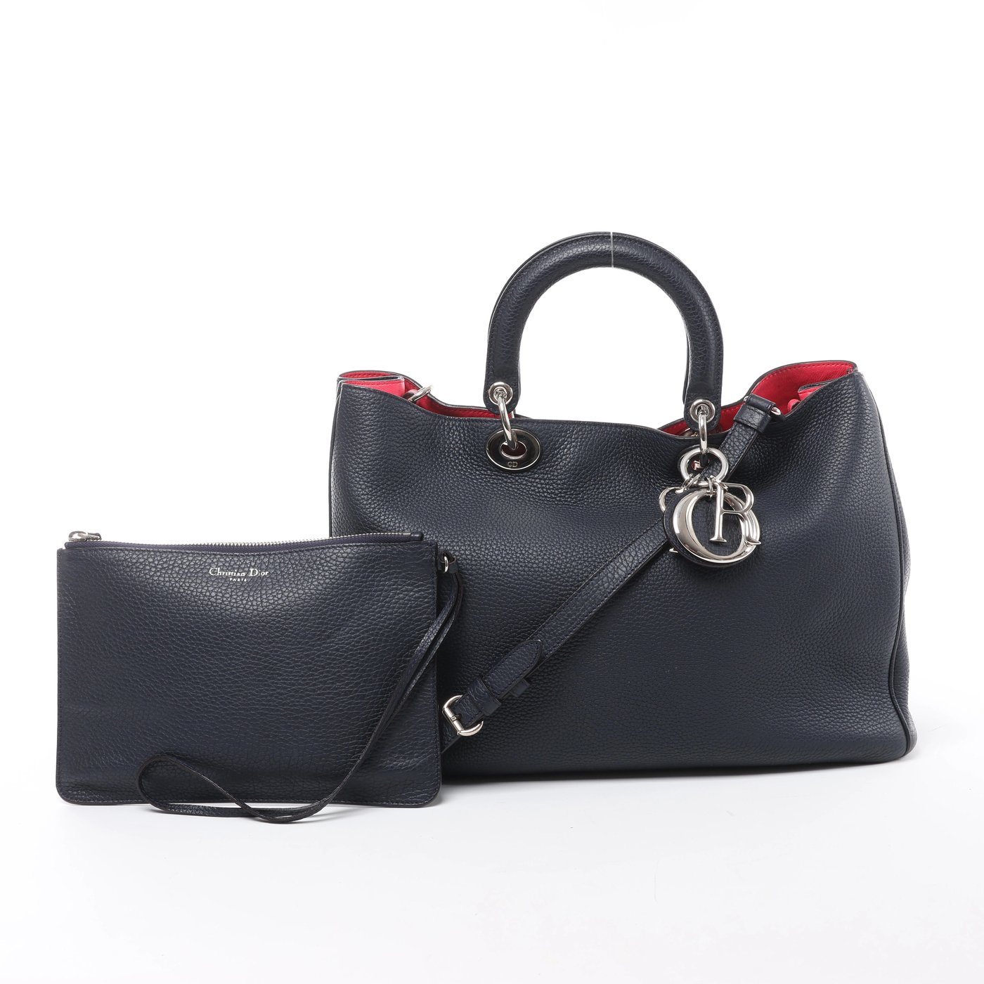 Christian Dior Diorissimo Leather 2Way Handbag in Navy Blue