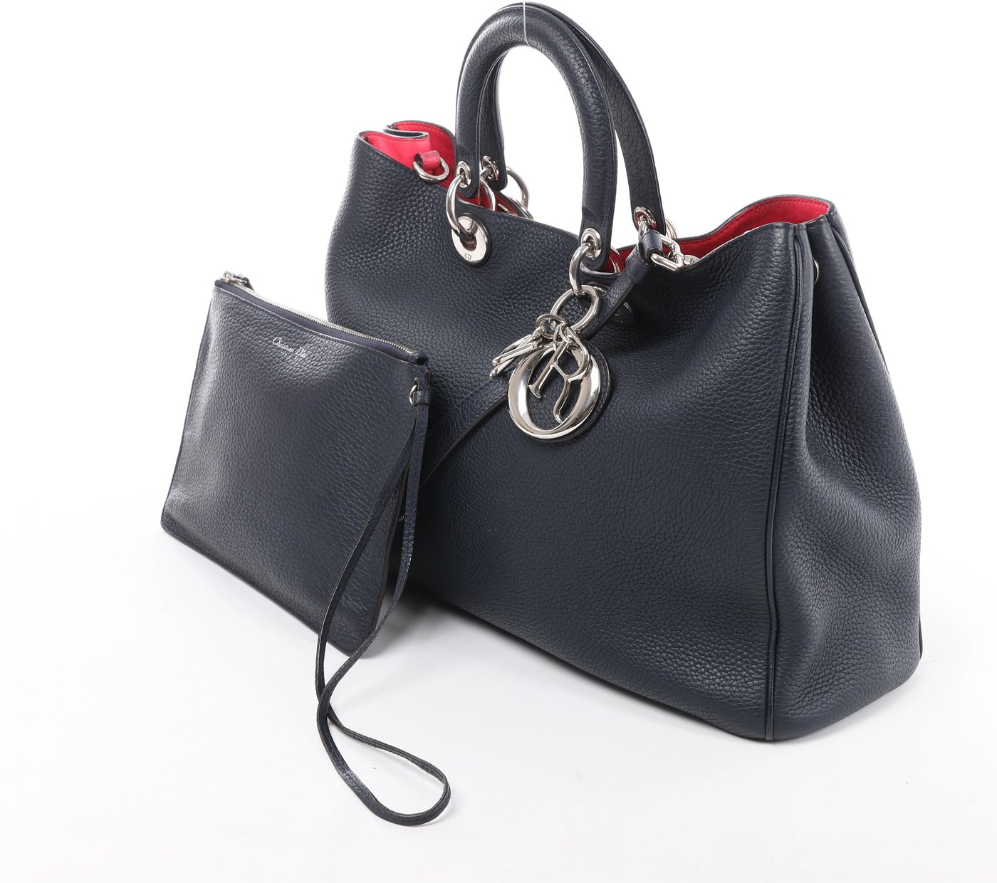 Christian Dior Diorissimo Leather 2Way Handbag in Navy Blue