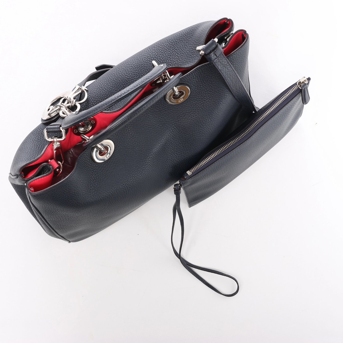 Christian Dior Diorissimo Leather 2Way Handbag in Navy Blue