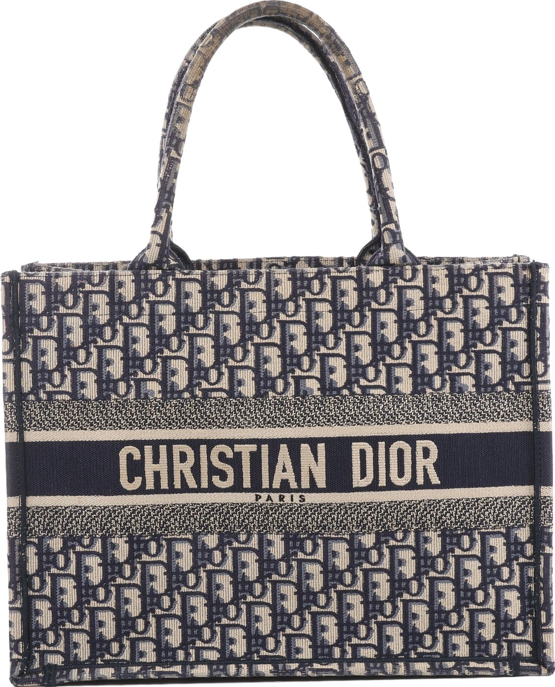Christian Dior Book Tote Oblique Canvas Shoulder Bag in Navy Blue
