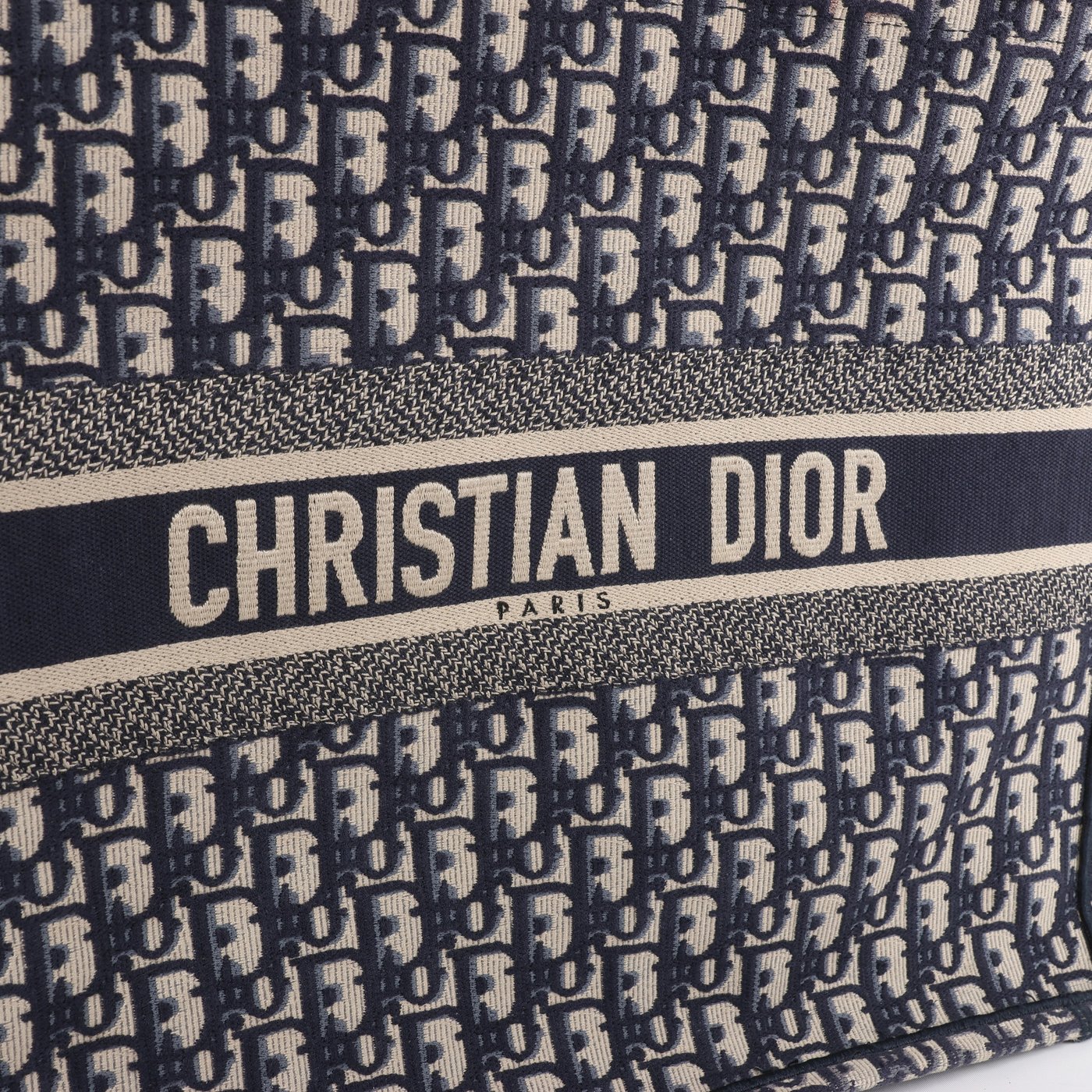 Christian Dior Book Tote Large Oblique Canvas Shoulder Bag in Navy Blue