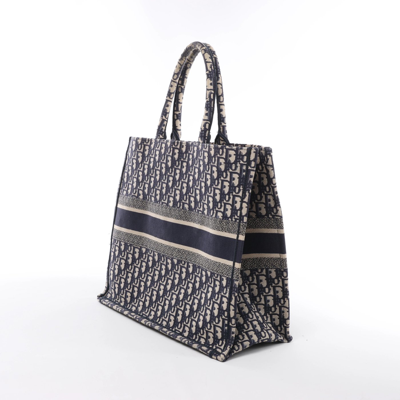 Christian Dior Book Tote Large Oblique Canvas Shoulder Bag in Navy Blue