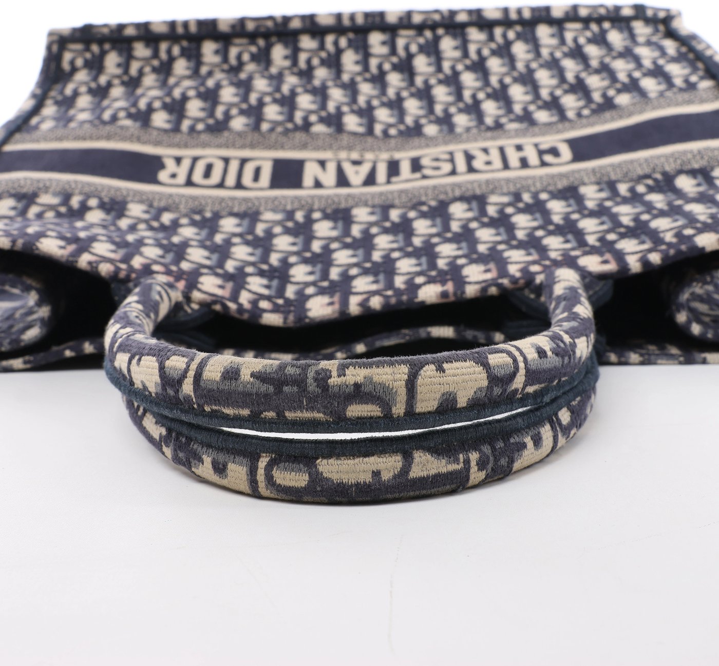 Christian Dior Book Tote Large Oblique Canvas Shoulder Bag in Navy Blue