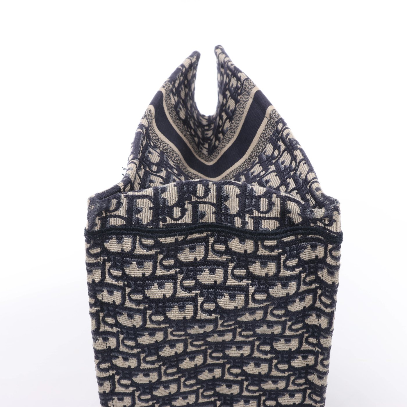 Christian Dior Book Tote Large Oblique Canvas Shoulder Bag in Navy Blue