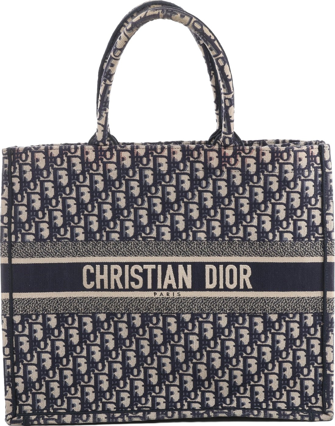 Christian Dior Book Tote Large Oblique Canvas Shoulder Bag in Navy Blue