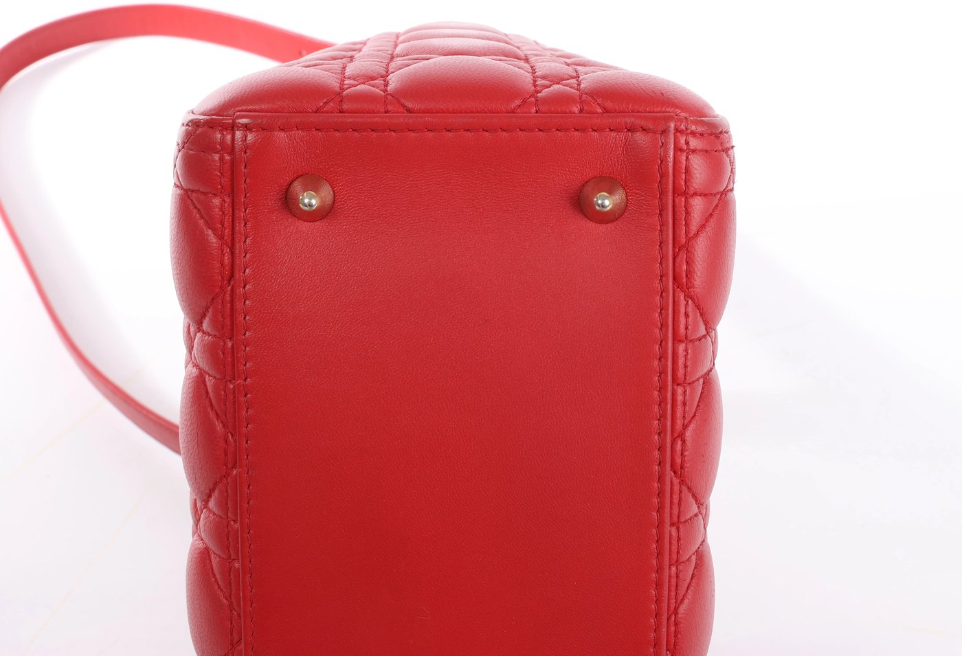 Dior Lady Dior Cannage Leather 2Way Handbag Red