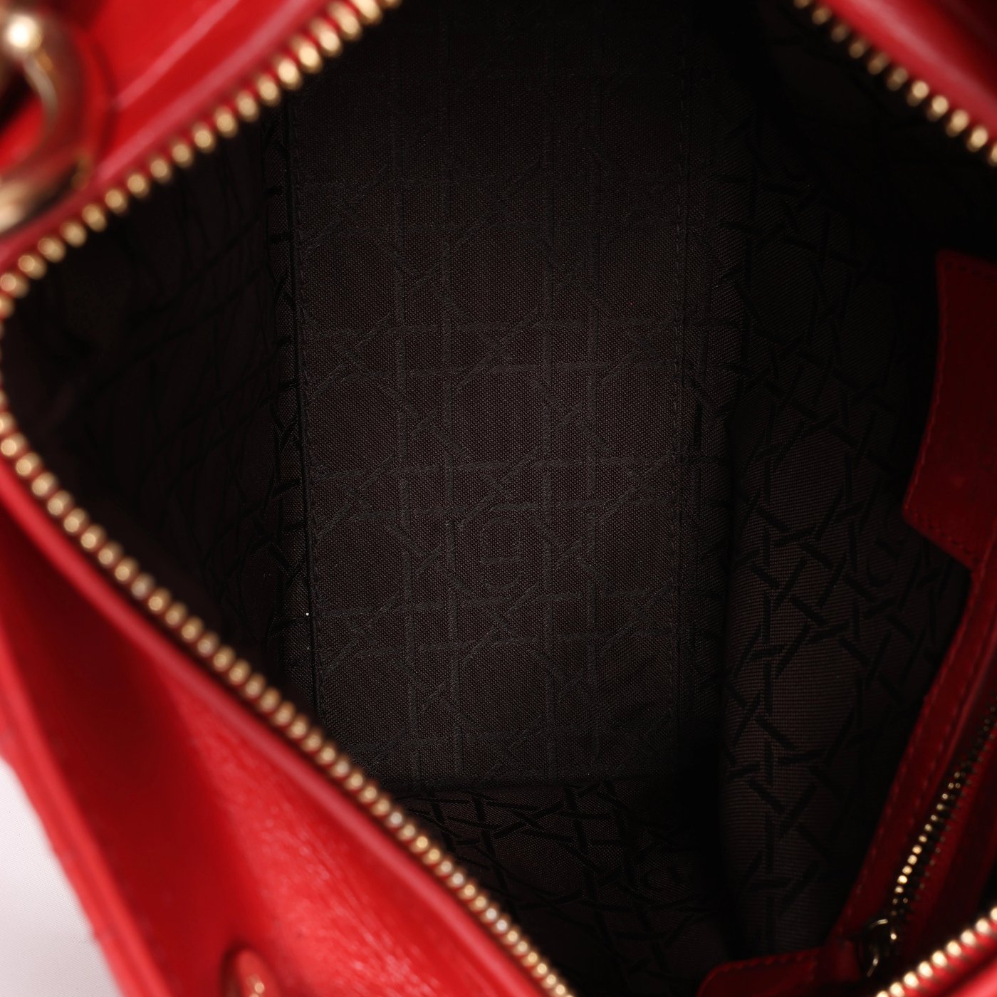 Dior Lady Dior Cannage Leather 2Way Handbag Red