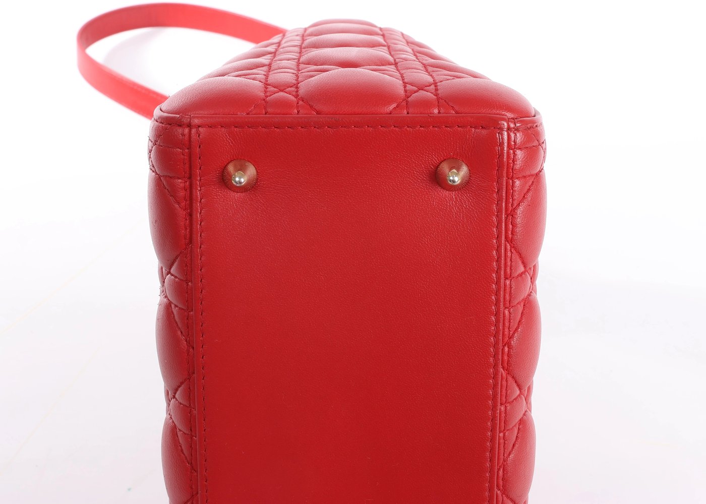 Dior Lady Dior Cannage Leather 2Way Handbag Red