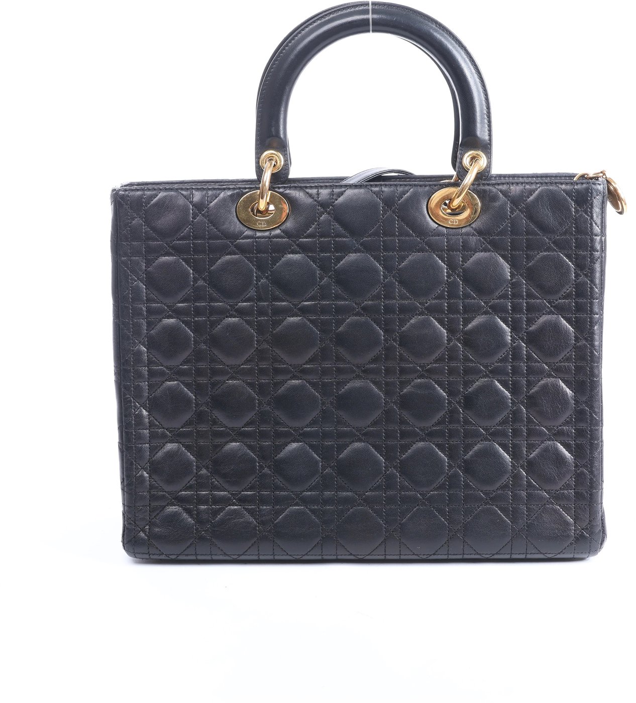 Christian Dior Lady Dior Large Cannage Leather 2Way Handbag in Black