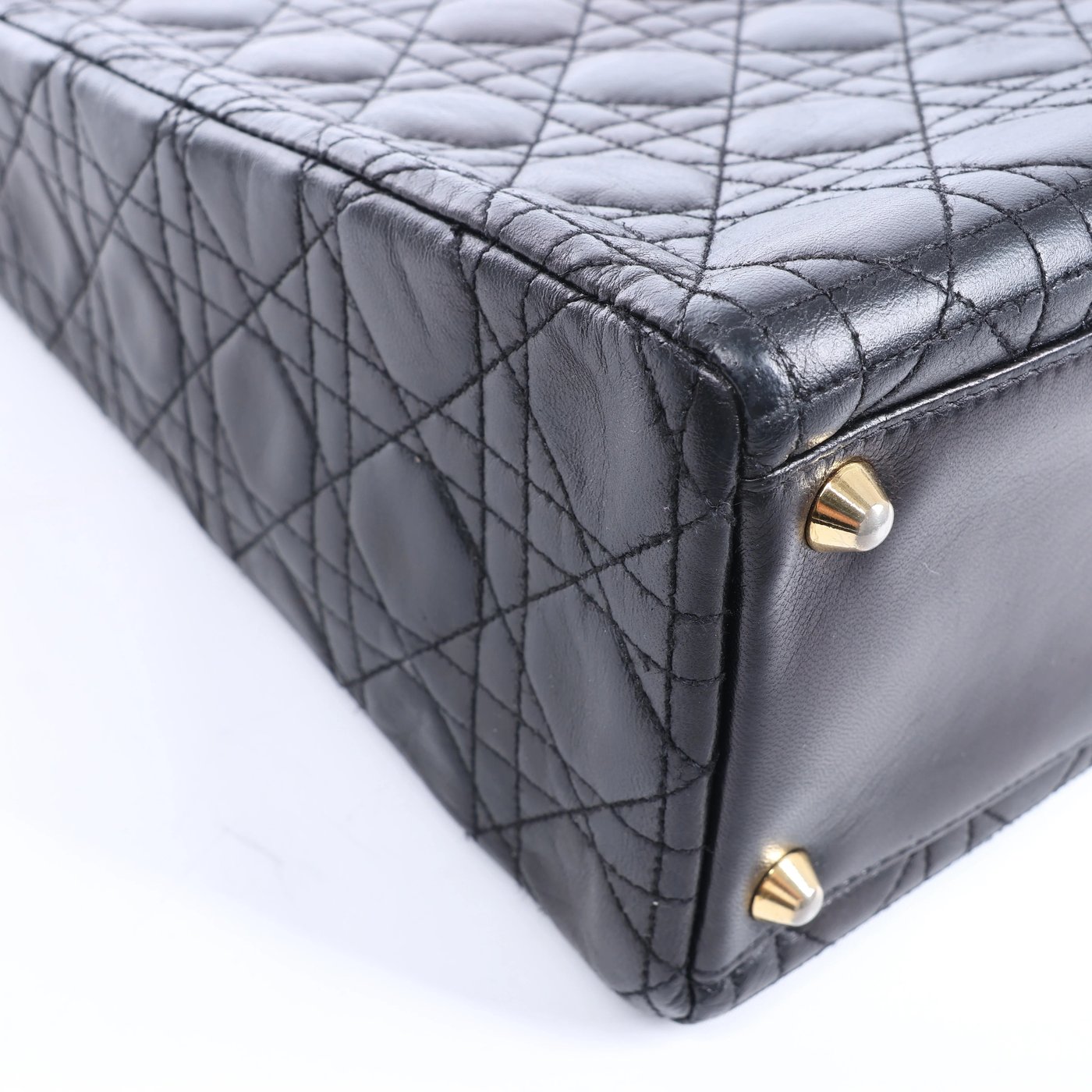 Christian Dior Lady Dior Large Cannage Leather 2Way Handbag in Black