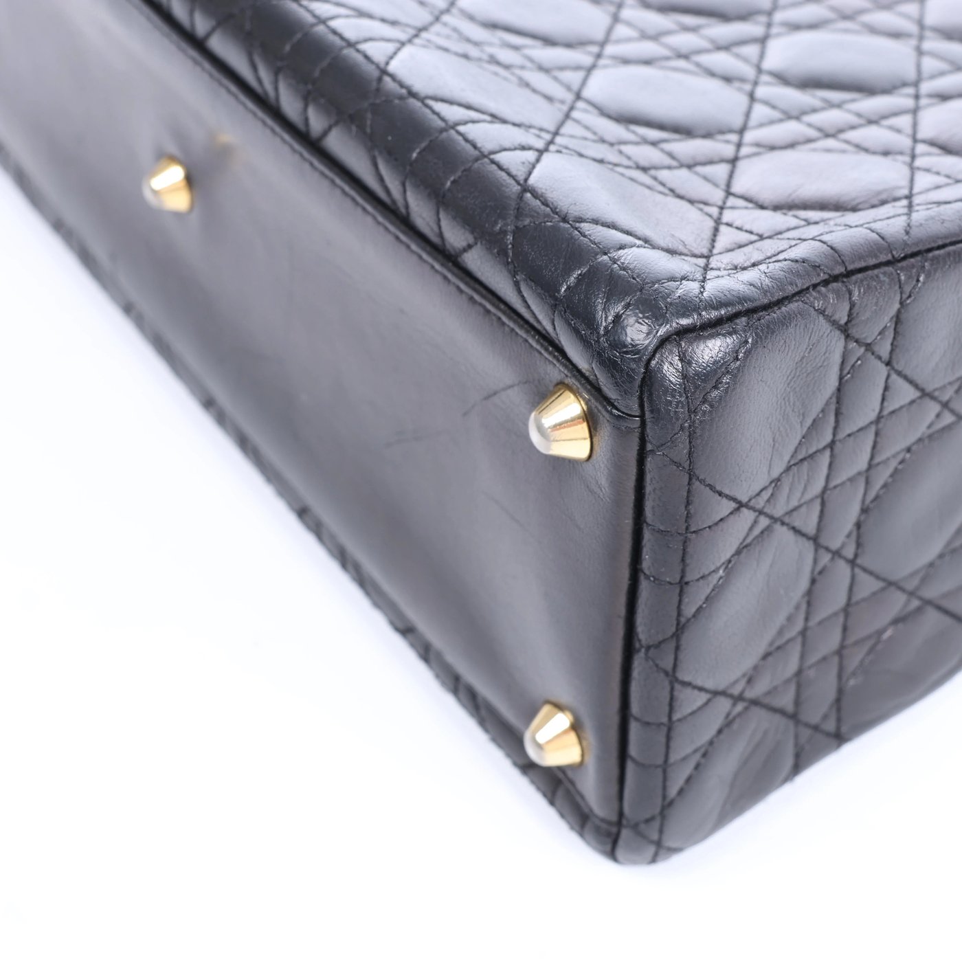 Christian Dior Lady Dior Large Cannage Leather 2Way Handbag in Black