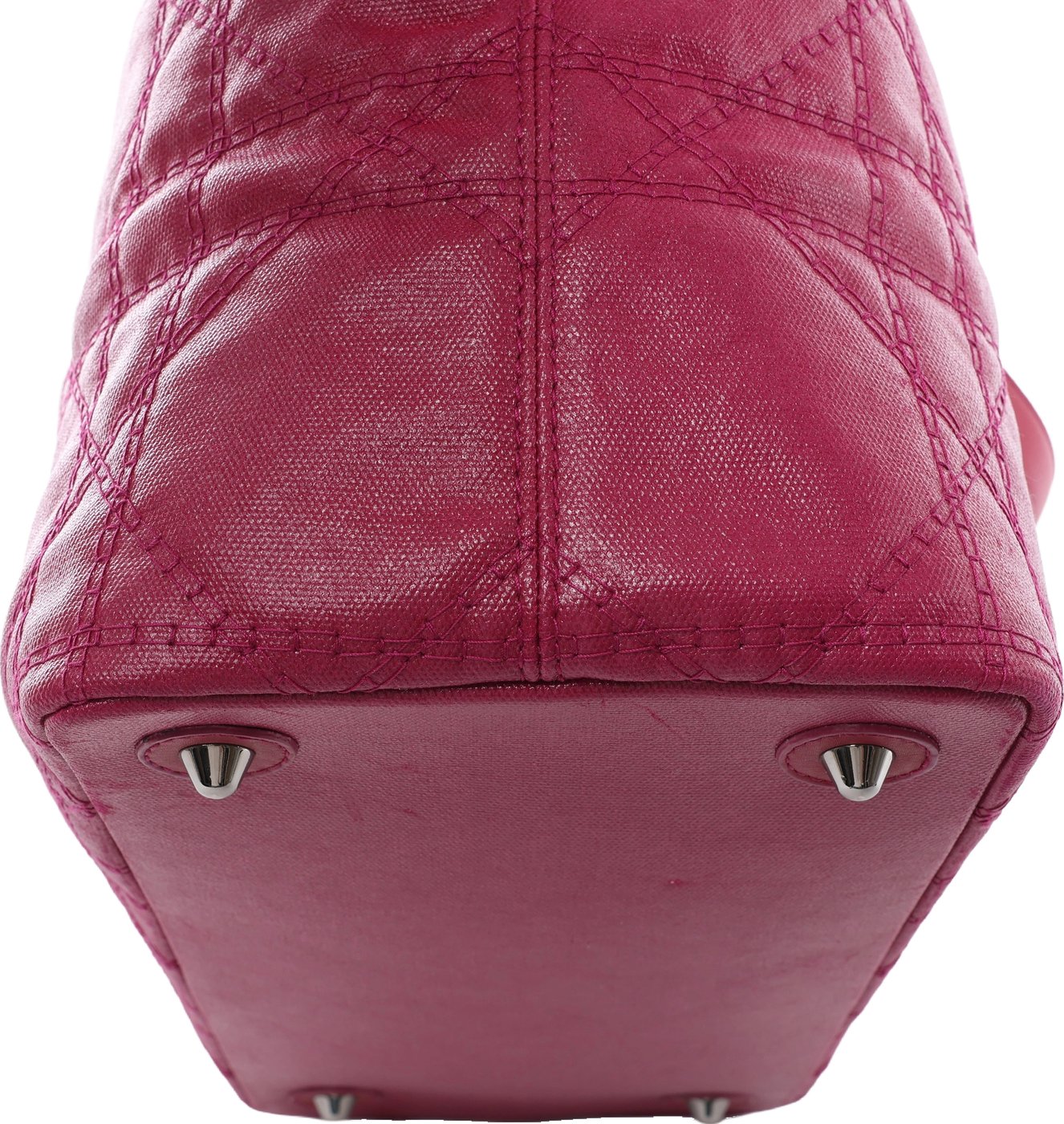 Christian Dior Panarea Cannage Coated Canvas x Leather Wood-Link Shoulder Bag in Purple