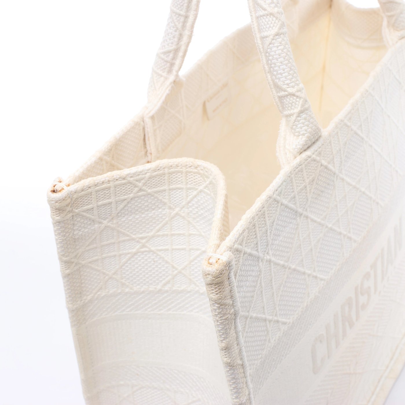 Christian Dior Book Tote Medium Canvas Shoulder Bag in White